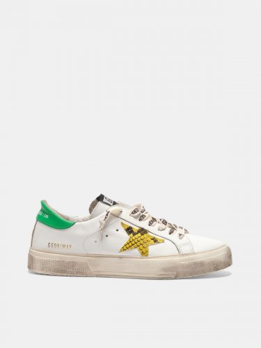 May sneakers with snake-print star and green heel tab