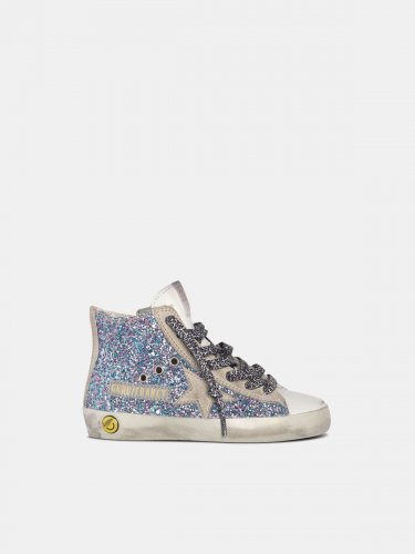 White Francy sneakers in leather with multicoloured glitter