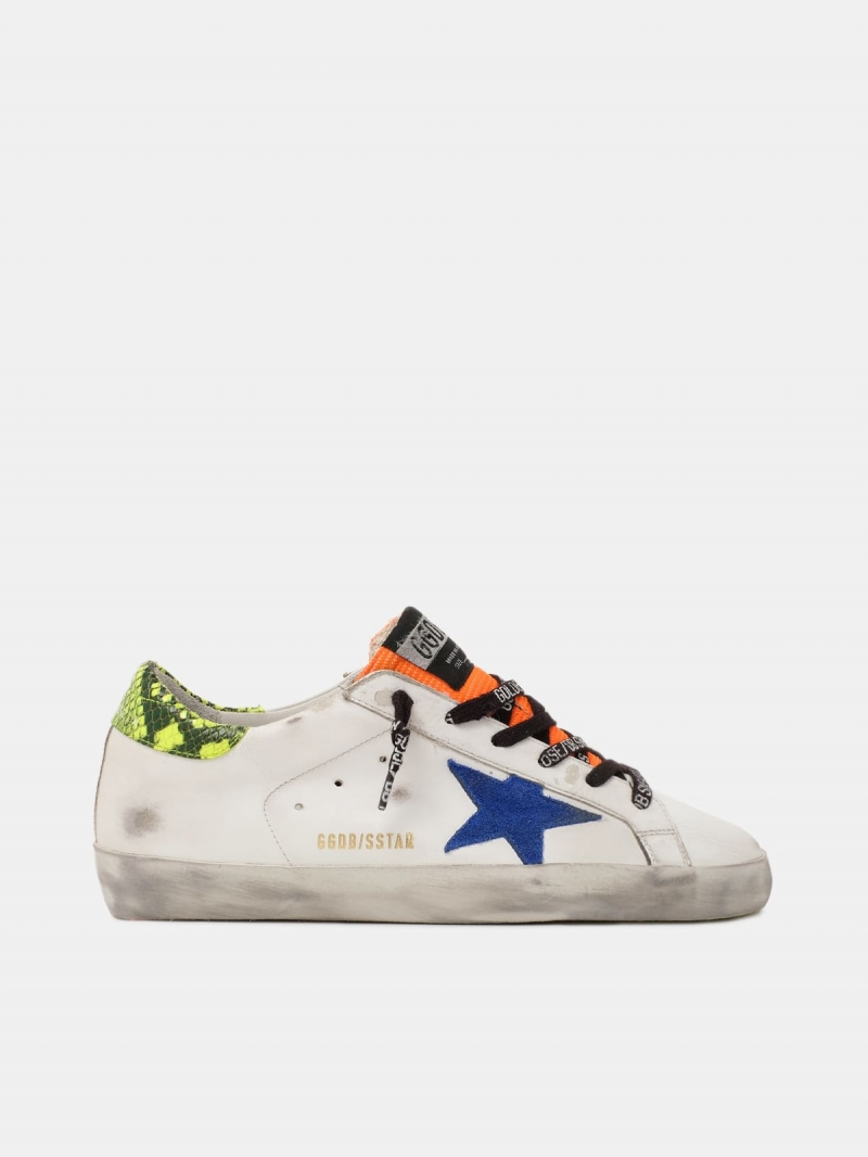 Super-Star sneakers with yellow snake-print heel tab