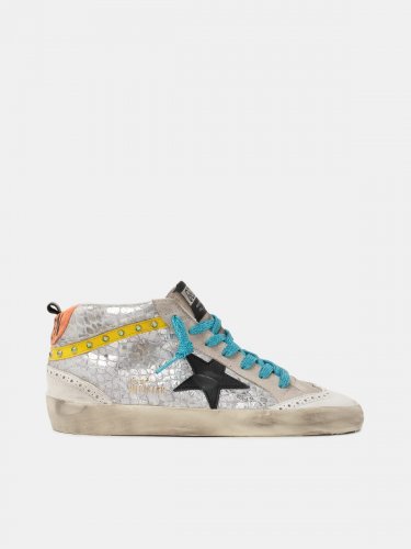 Silver crocodile-print Mid Star sneakers